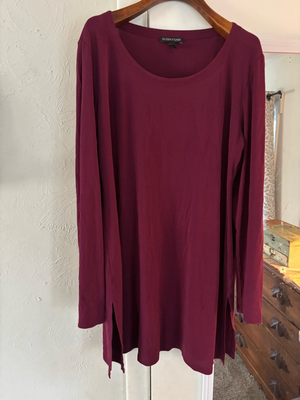 Eileen Fisher Long-Sleeve Scoop Neck Linen/Cotton Tunic